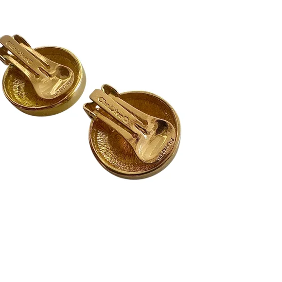 Vintage Christian Dior Earrings – Gold-Tone, Baguette Rhinestones - Picture 5 of 9